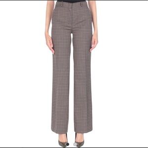 H&M Fine Plaid Straight Mid-Rise Grey Pants - Sz 6